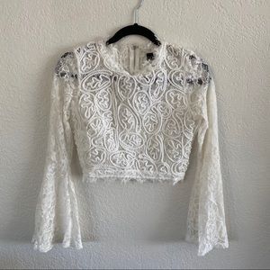 White lace crop top